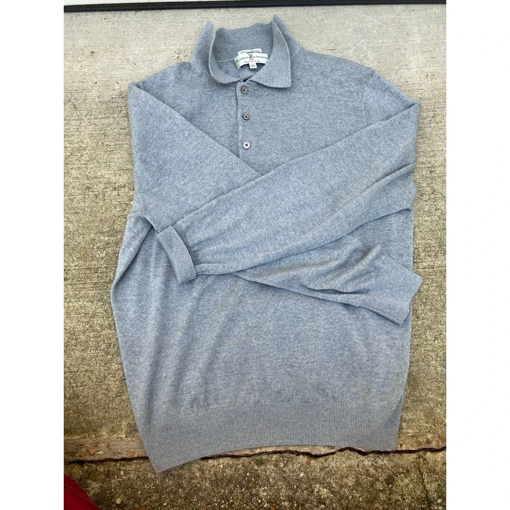 Fairway & Greene Mens L Italian Merino Wool Heather Grey 1/4 Zip Sweater Golf